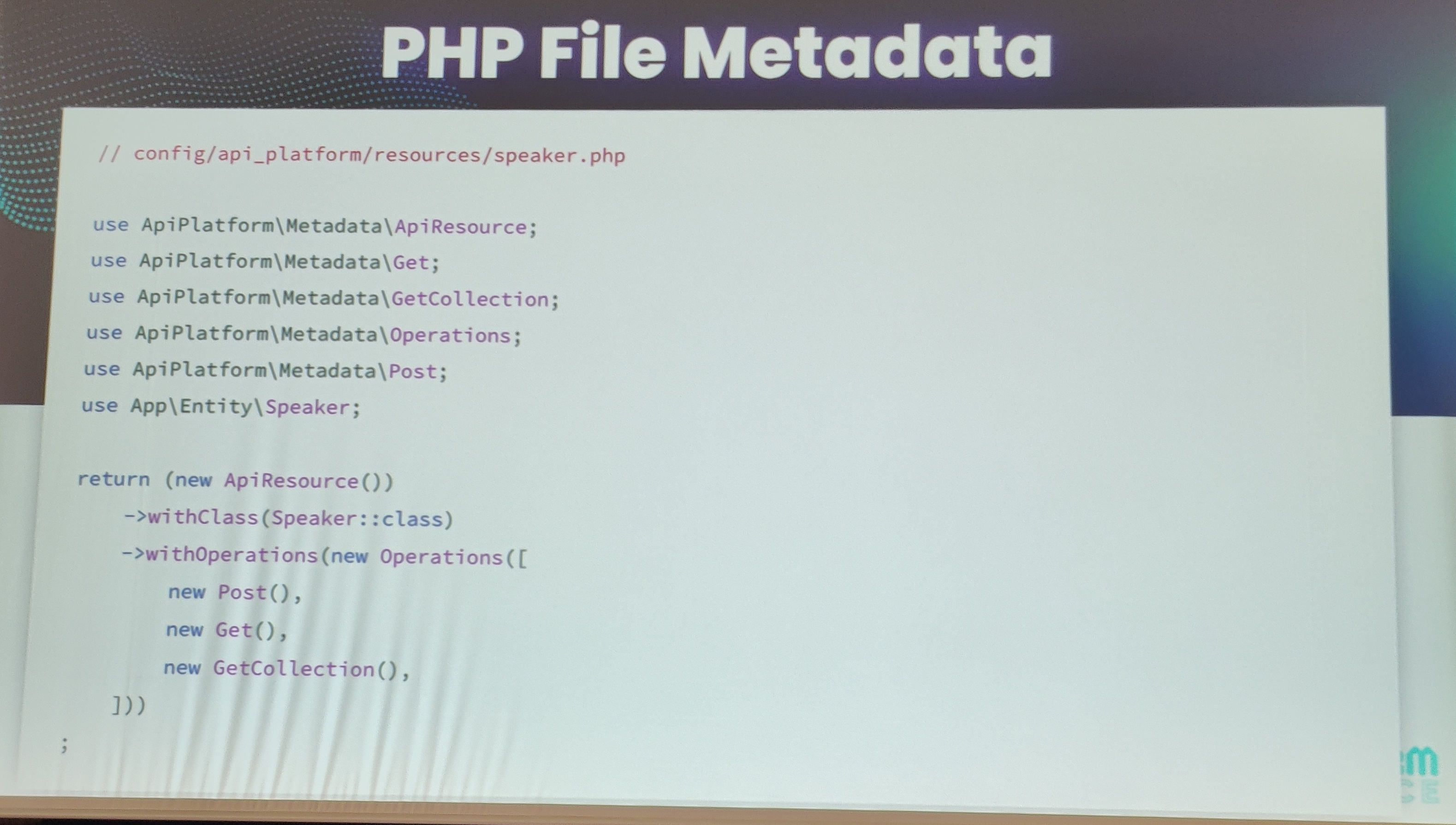 An example of a PHP file metadata